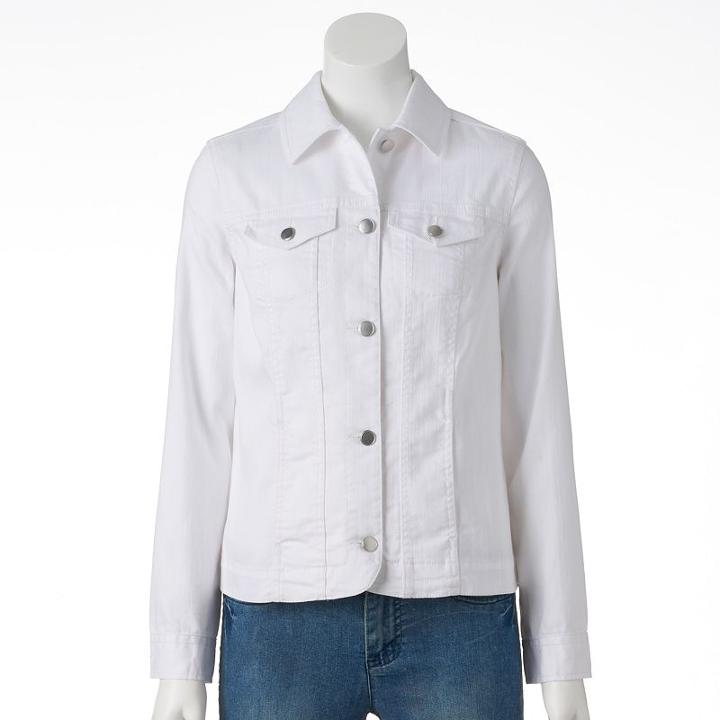 Women's Croft & Barrow&reg; Jean Jacket, Size: Small, White