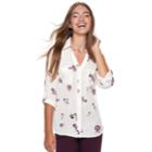 Juniors' Candie's&reg; Piped Roll-tab Blouse, Teens, Size: Xl, White