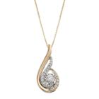 Sirena Collection 1/3 Carat T.w. Diamond 14k Gold Two Tone Swirl Drop Pendant Necklace, Women's, White