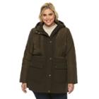 Plus Size Apt. 9&reg; Hooded Quilted Wool Blend Anorak Jacket, Women's, Size: 1xl, Green Oth