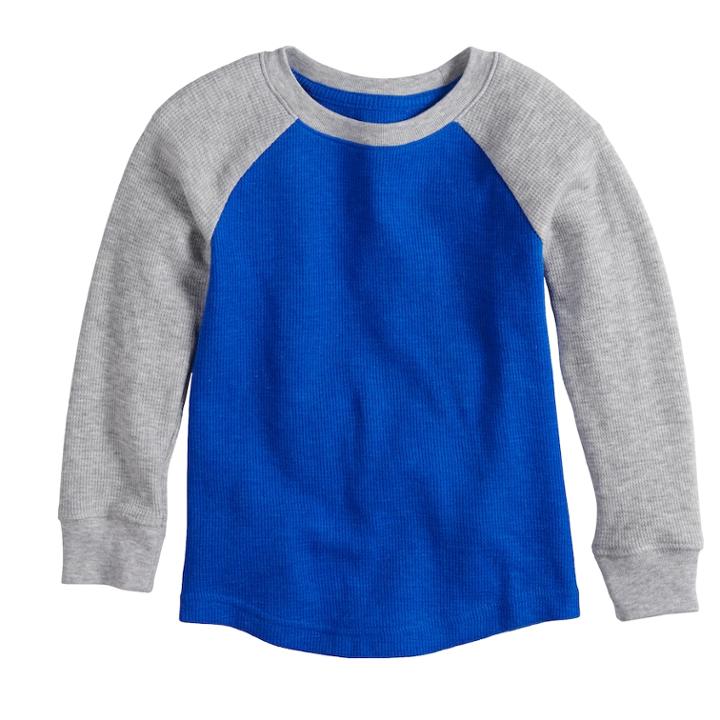 Baby Boy Jumping Beans&reg; Thermal Raglan Top, Size: 12 Months, Med Blue