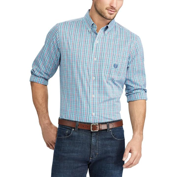 Big & Tall Chaps Regular-fit Stretch Easy-care Button-down Shirt, Men's, Size: 2xb, Blue