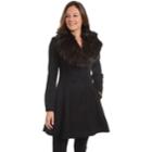 Women's Fleet Street Faux-fur Collar Fit & Flare Coat, Size: Xs, Black