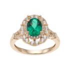 14k Gold Over Silver Lab-created Emerald & White Sapphire Oval Halo Ring, Women's, Size: 7, Green