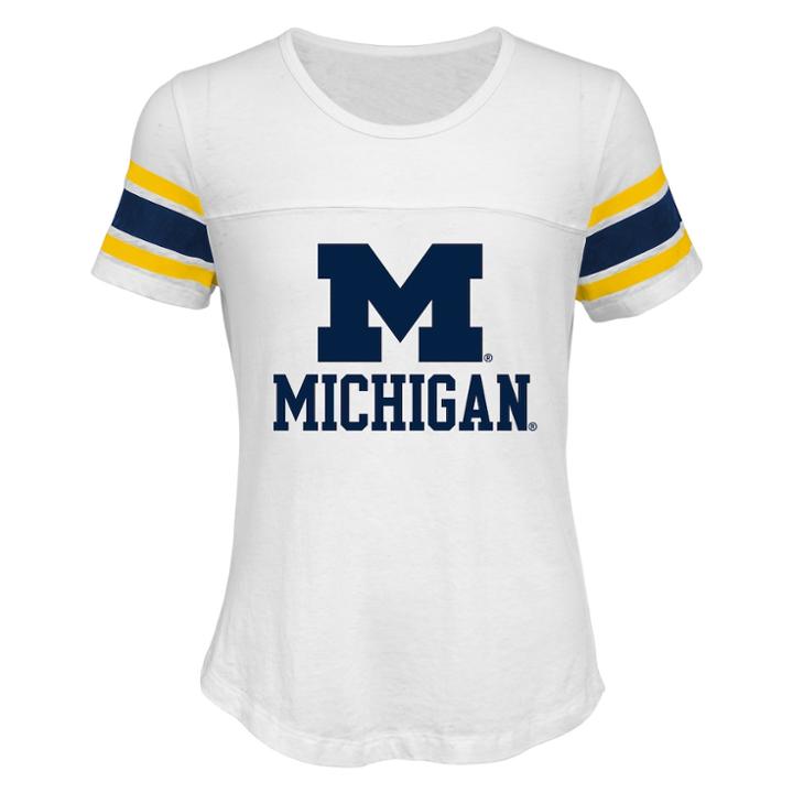 Girls 7-16 Michigan Wolverines Team Pride Burnout Tee, Size: S 7-8, White