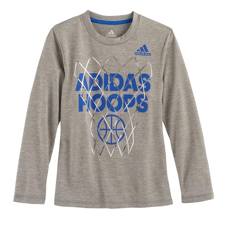 Boys 4-7x Adidas Adidas Hoops Foil Graphic Tee, Size: 6, Grey