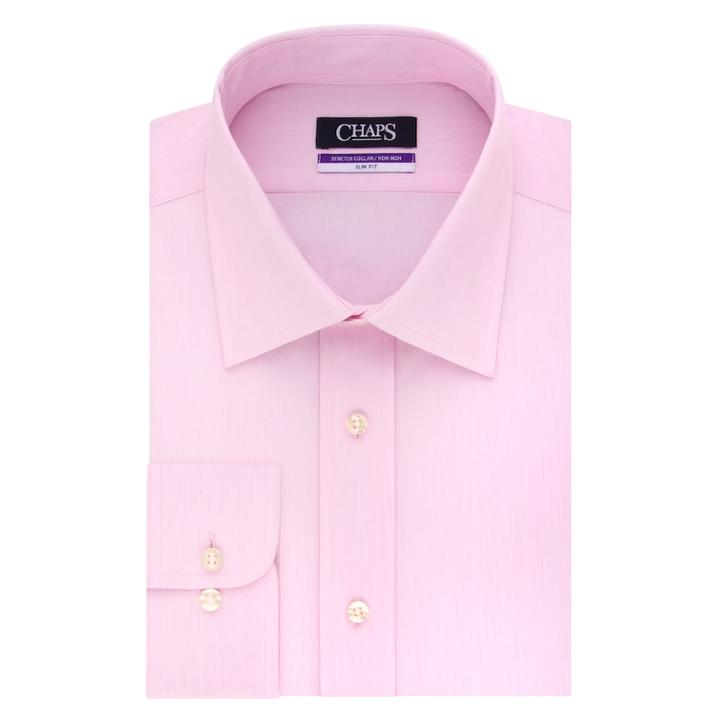 Men's Chaps Slim-fit No-iron Stretch-collar Dress Shirt, Size: 15.5-34/35, Pink