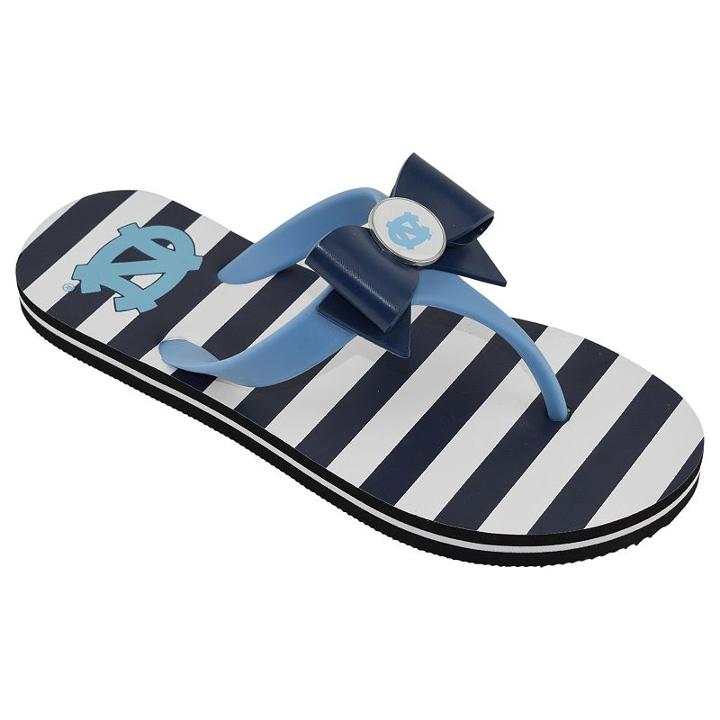 Women's College Edition North Carolina Tar Heels Bow Flip-flops, Size: Large, Blue