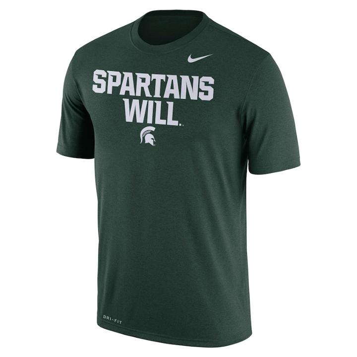 Men's Nike Michigan State Spartans Authentic Legend Tee, Size: Large, Green
