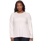 Plus Size Croft & Barrow&reg; Crewneck Long-sleeve Tee, Women's, Size: 2xl, Brt Pink