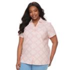 Plus Size Croft & Barrow&reg; Button Front Camp Shirt, Women's, Size: 3xl, Med Pink