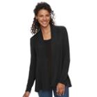 Women's Croft & Barrow&reg; Pleated Open Front Cardigan, Size: Large, Black