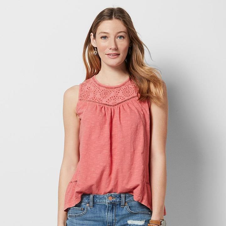 Women's Sonoma Goods For Life&trade; Split-back Eyelet Top, Size: Xl, Lt Orange