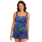 Women's Great Lengths Tummy Slimmer Empire Swimdress, Size: 14, Purple