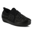 Flexus By Spring Step Tinty Women's Laced Slip-on Sneakers, Size: 37, Black