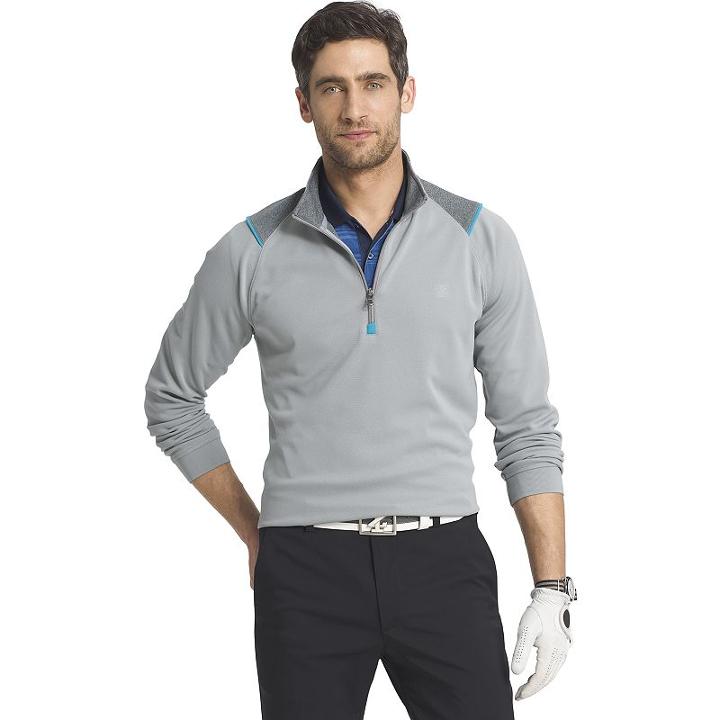 Men's Izod Classic-fit Performance Golf Quarter-zip Pullover, Size: Large, Med Grey
