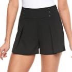 Women's Jennifer Lopez Pleated Soft Shorts, Size: 6, Black