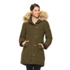 Women's Triple Star Anorak Parka With Faux Fur Collar, Size: Large, Lt Green