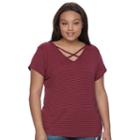 Juniors' Plus Size So&reg; Crisscross Front Tee, Teens, Size: 2xl, Pink
