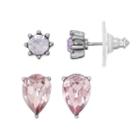 Simply Vera Vera Wang Inverted Teardrop & Round Nickel Free Stud Earring Set, Women's, Purple