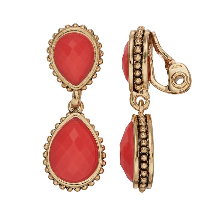 Napier Double Drop Clip-on Earrings, Women's, Pink