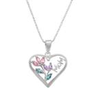 Silver Plated Cubic Zirconia Mom Heart Pendant Necklace, Women's, Size: 18, Multicolor