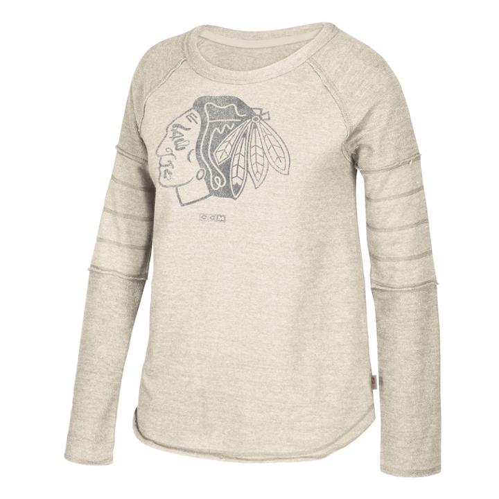 Women's Ccm Chicago Blackhawks Finished Raglan Fleece, Size: Xxl, Grey
