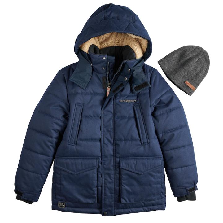 Boys 8-20 Zeroxposur Dexter Parka Jacket & Hat, Size: Small, Turquoise/blue (turq/aqua)