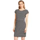 Women's Izod Striped T-shirt Dress, Size: Large, Caviar Combo
