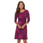 Petite Dana Buchman Printed Faux-wrap Dress, Women's, Size: M Petite, Dark Pink