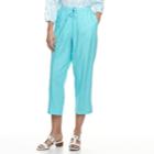 Women's Cathy Daniels Pull On Linen-blend Capris, Size: Medium, Brt Blue