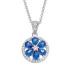 Sophie Miller Lab-created Blue Spinel & Cubic Zirconia Sterling Silver Flower Halo Pendant Necklace, Women's, Size: 16