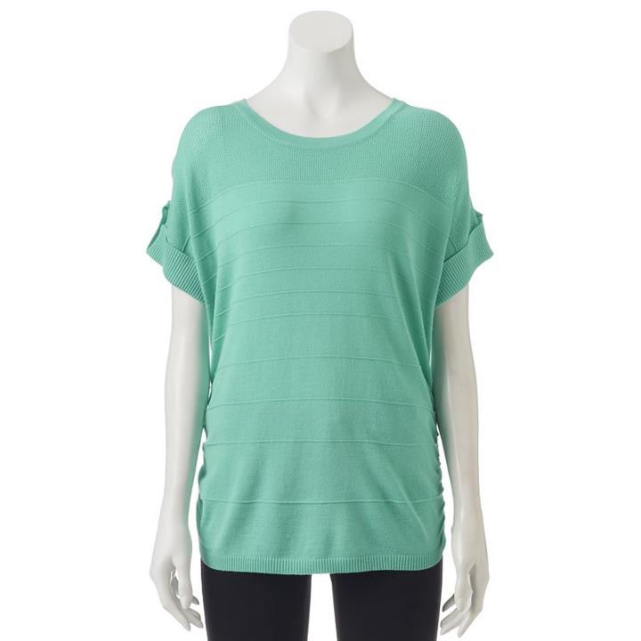 Women's Apt. 9&reg; Ruched Crewneck Sweater, Size: Xxl, Brt Green
