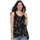 Women's Apt. 9&reg; Strappy Shark-bite Hem Tank, Size: Xl, Black