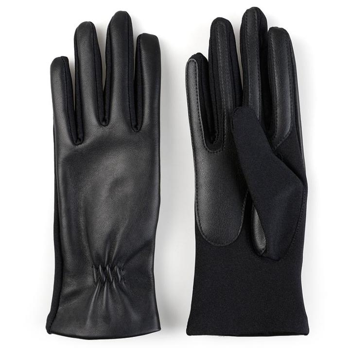 Women's Journee Collection Suede Leather Tech Gloves, Size: Large, Black