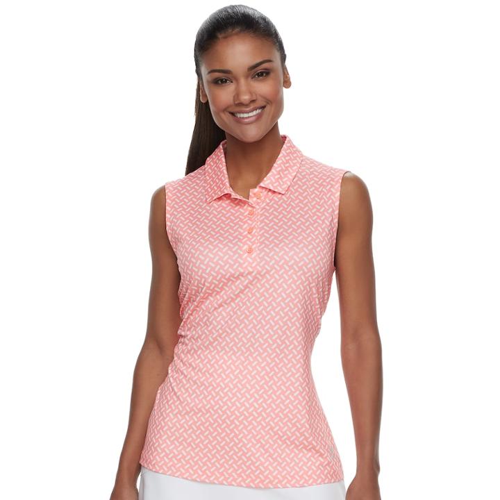 Women's Fila Sport&reg; Printed Sleeveless Polo, Size: Large, Light Pink