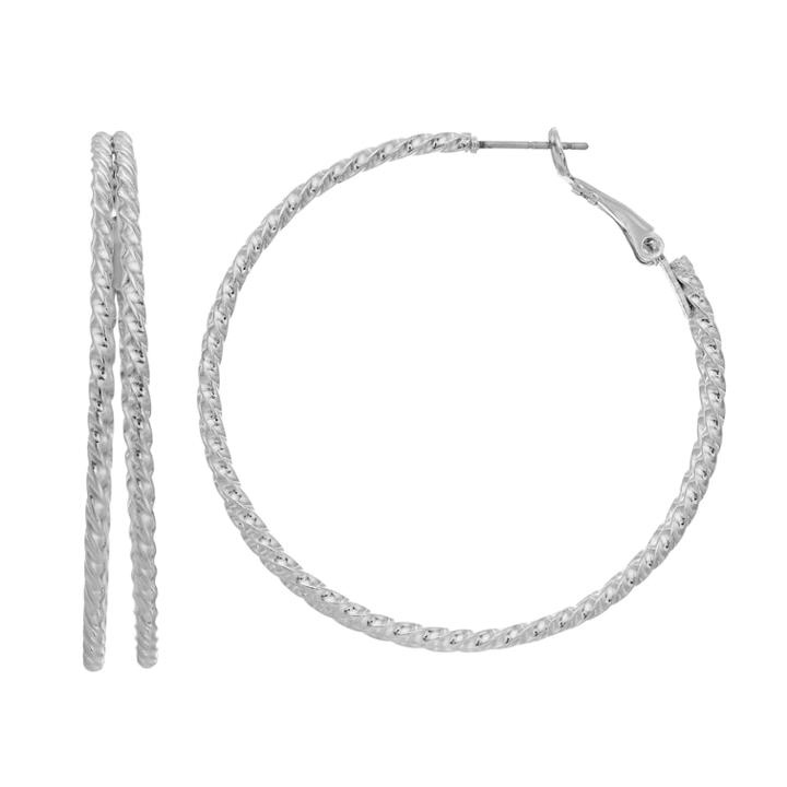 Twisted Double Hoop Nickel Free Earrings, Women's, Silver