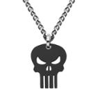 The Punisher Black Ion-plated Stainless Steel Pendant Necklace - Men, Size: 22, Grey