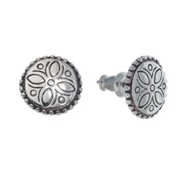 Napier Silver-tone Engraved Stud Earrings, Women's, Grey