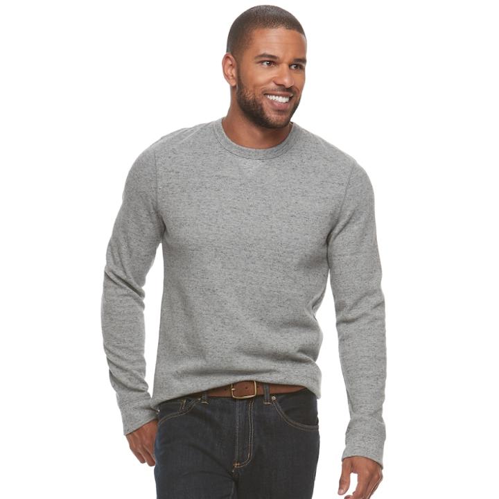 Men's Sonoma Goods For Life&trade; Classic-fit Soft-touch Stretch Thermal Crewneck Tee, Size: Xxl, Med Grey