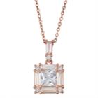 14k Rose Gold Over Silver Cubic Zirconia Pendant, Women's, Size: 18, White