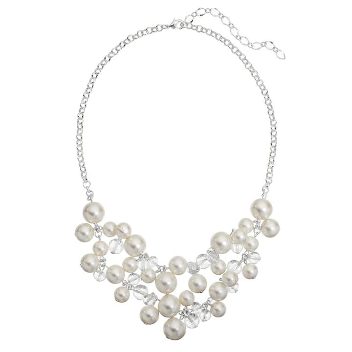 Croft & Barrow&reg; Simulated Pearl Cluster Swag Necklace, Women's, White