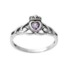 Journee Collection Cubic Zirconia Sterling Silver Heart & Crown Ring, Women's, Size: 7, Purple