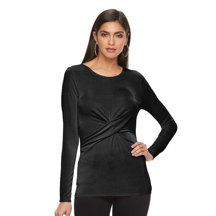 Women's Jennifer Lopez Twist Front Top, Size: Medium, Black