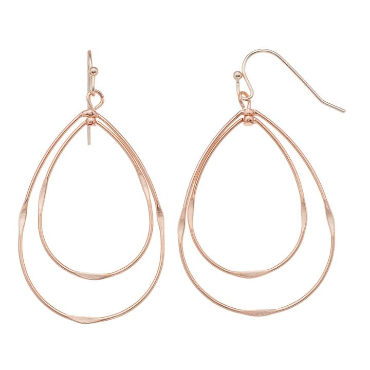 Lc Lauren Conrad Double Teardrop Nickel Free Earrings, Women's, Pink