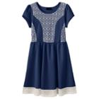 Plus Size Girls 7-16 2hip Crochet Scuba Skater Dress, Girl's, Size: 12 1/2, Blue (navy)