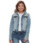 Juniors' Mudd&reg; Ripped Light Wash Denim Jacket, Teens, Size: Medium, Blue Other