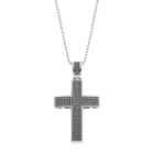 Men's Cubic Zirconia Stainless Steel Cross Pendant Necklace, Size: 24, Black
