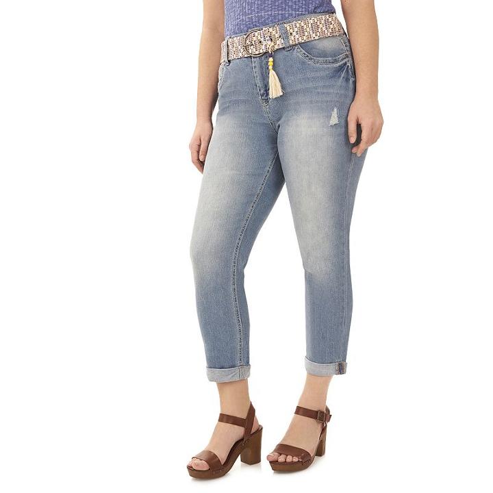 Juniors' Plus Size Wallflower Curvy Cuffed Jean Capris, Girl's, Size: 24 W, Med Yellow