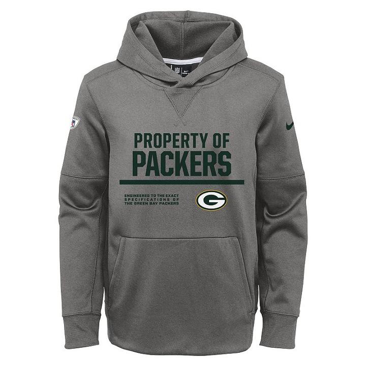 Boys 8-20 Nike Green Bay Packers Circuit Therma-fit Hoodie, Boy's, Size: L(14/16), Dark Grey